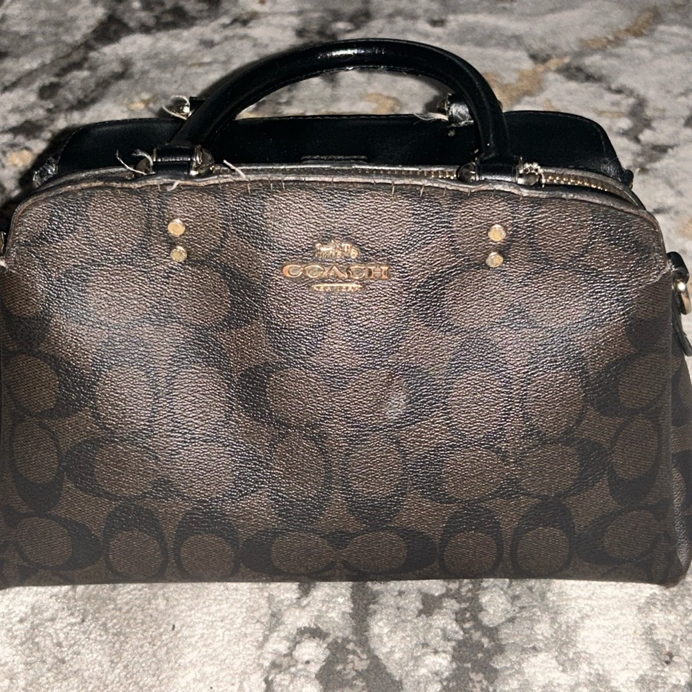 Coach Signature Brown and Black Satchel